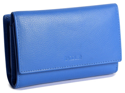 Compact Trifold Leather Purse "Eleanor" – Handmade by Saddler | RFID Protected & Gift Boxed | 10 Card Slots & Rear Zip Coin Pocket