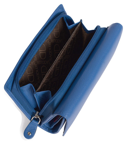 Compact Trifold Leather Purse "Eleanor" – Handmade by Saddler | RFID Protected & Gift Boxed | 10 Card Slots & Rear Zip Coin Pocket
