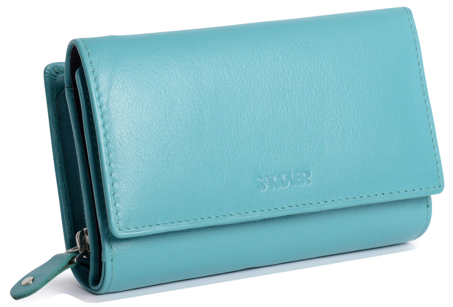 Compact Trifold Leather Purse "Eleanor" – Handmade by Saddler | RFID Protected & Gift Boxed | 10 Card Slots & Rear Zip Coin Pocket