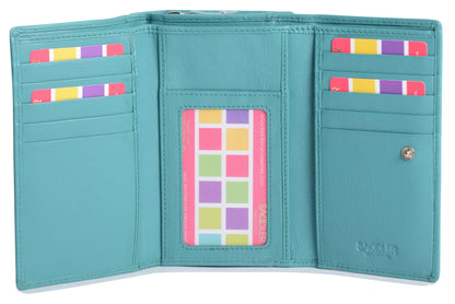 Compact Trifold Leather Purse "Eleanor" – Handmade by Saddler | RFID Protected & Gift Boxed | 10 Card Slots & Rear Zip Coin Pocket