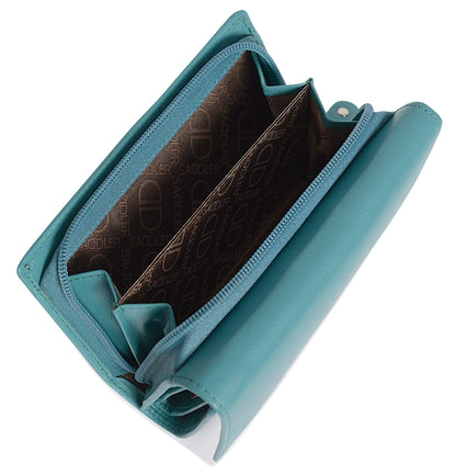 Compact Trifold Leather Purse "Eleanor" – Handmade by Saddler | RFID Protected & Gift Boxed | 10 Card Slots & Rear Zip Coin Pocket