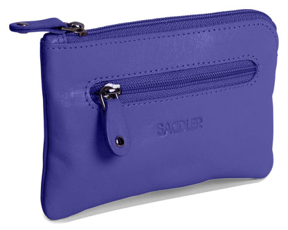 Compact Leather Coin & Card Purse "Ellie" – Handmade by Saddler | RFID Protected & Gift Boxed | With Front Zip Pocket & Key Holder