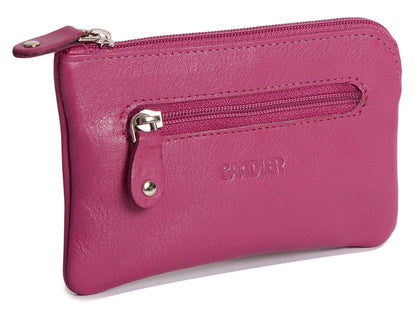 Compact Leather Coin & Card Purse "Ellie" – Handmade by Saddler | RFID Protected & Gift Boxed | With Front Zip Pocket & Key Holder