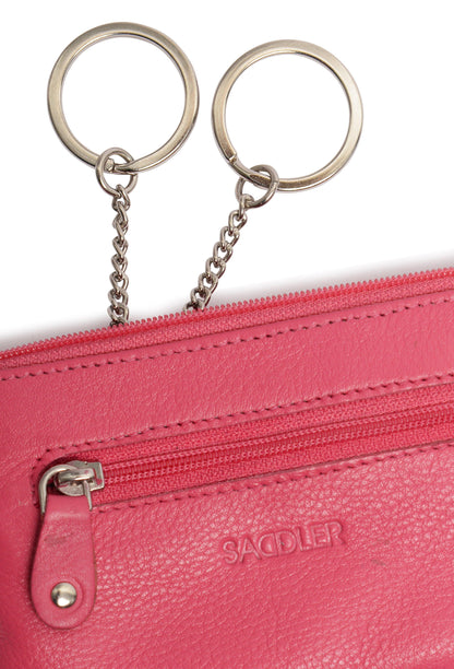 Compact Leather Coin & Card Purse "Ellie" – Handmade by Saddler | RFID Protected & Gift Boxed | With Front Zip Pocket & Key Holder