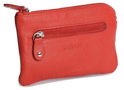 Compact Leather Coin & Card Purse "Ellie" – Handmade by Saddler | RFID Protected & Gift Boxed | With Front Zip Pocket & Key Holder