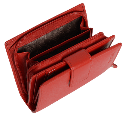 SADDLER EMILY Handmade Leather Mid-Size Wallet – RFID Protected | 10 Card Slots, Secure Tab Closure & Zipped Coin Pocket | Gift Boxed