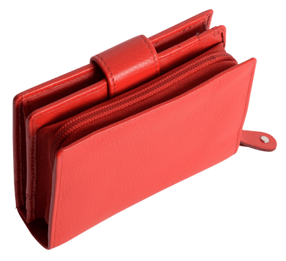 SADDLER EMILY Handmade Leather Mid-Size Wallet – RFID Protected | 10 Card Slots, Secure Tab Closure & Zipped Coin Pocket | Gift Boxed