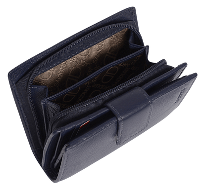 SADDLER EMILY Handmade Leather Mid-Size Wallet – RFID Protected | 10 Card Slots, Secure Tab Closure & Zipped Coin Pocket | Gift Boxed