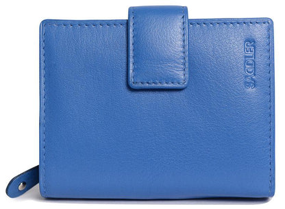 SADDLER EMILY Handmade Leather Mid-Size Wallet – RFID Protected | 10 Card Slots, Secure Tab Closure & Zipped Coin Pocket | Gift Boxed