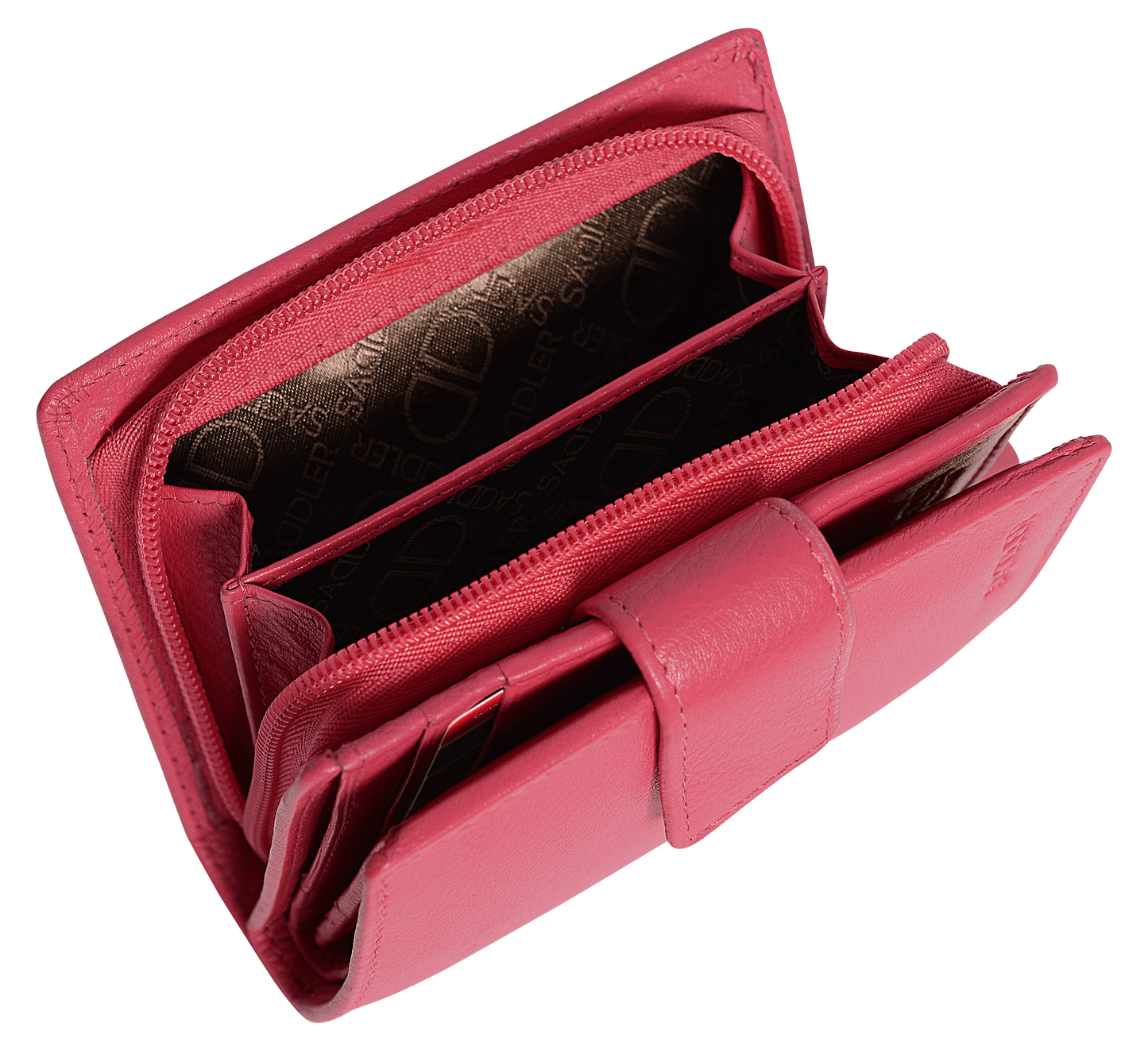 SADDLER EMILY Handmade Leather Mid-Size Wallet – RFID Protected | 10 Card Slots, Secure Tab Closure & Zipped Coin Pocket | Gift Boxed