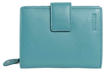 SADDLER EMILY Handmade Leather Mid-Size Wallet – RFID Protected | 10 Card Slots, Secure Tab Closure & Zipped Coin Pocket | Gift Boxed
