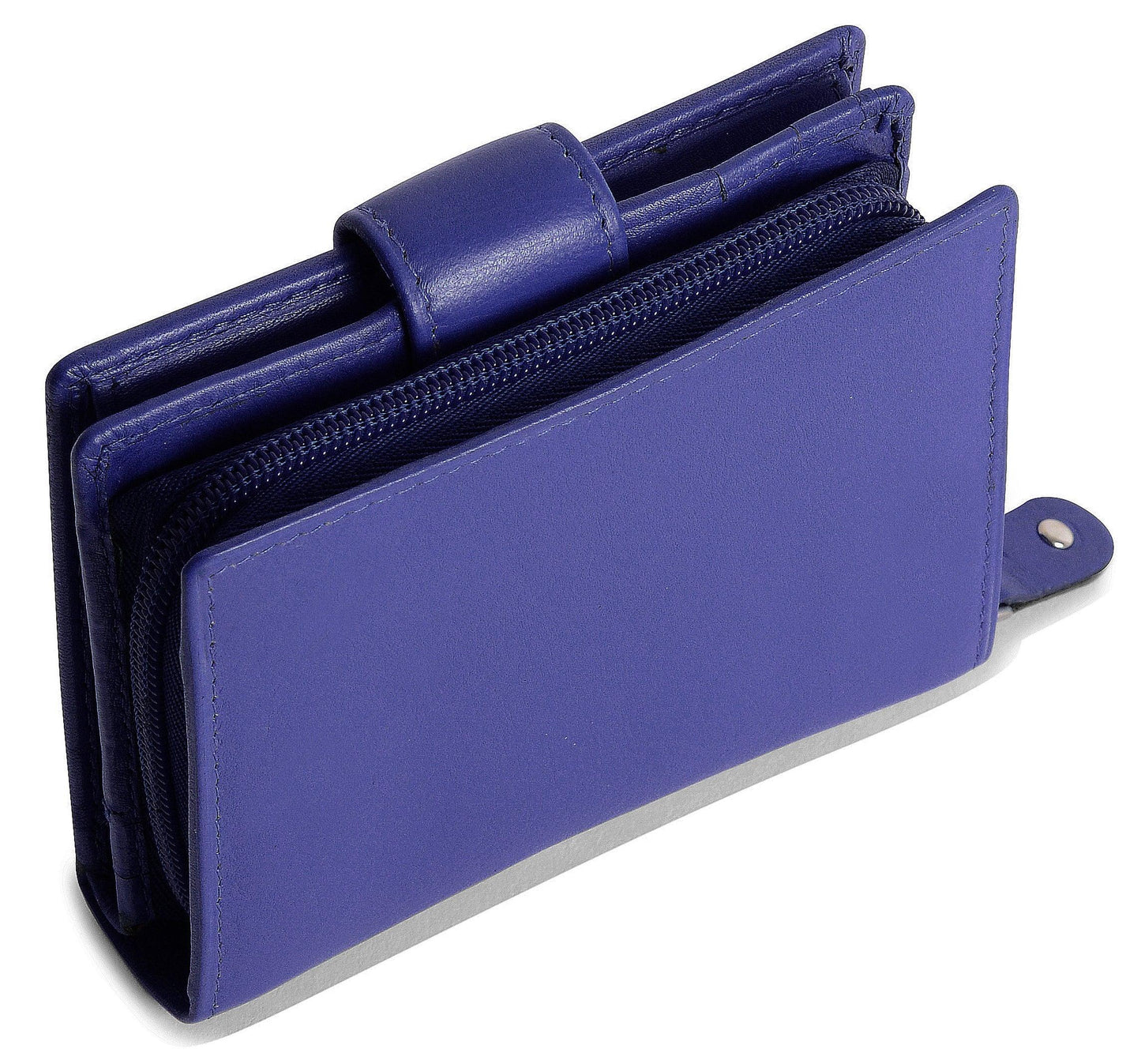 SADDLER EMILY Handmade Leather Mid-Size Wallet – RFID Protected | 10 Card Slots, Secure Tab Closure & Zipped Coin Pocket | Gift Boxed