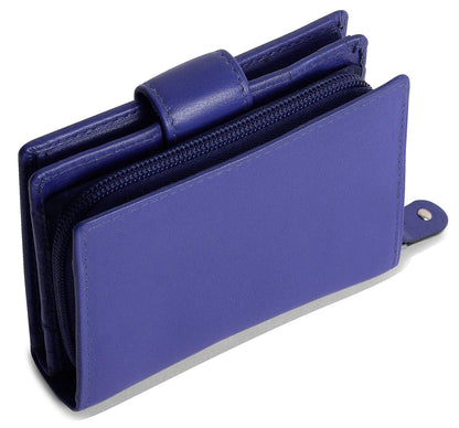 SADDLER EMILY Handmade Leather Mid-Size Wallet – RFID Protected | 10 Card Slots, Secure Tab Closure & Zipped Coin Pocket | Gift Boxed