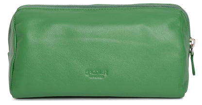 SADDLER MEGAN Leather Zip Top Cosmetic Bag - Large Capacity and Inner Zip Pocket - RFID Protected