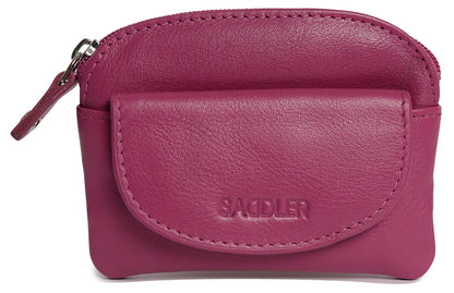 Compact Leather Zip-Top Coin Purse "Molly" – Handmade by Saddler | RFID Protected & Gift Boxed | With Front Pocket & Interior Key Ring