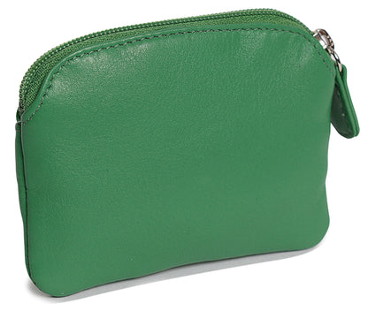 Compact Leather Zip-Top Coin Purse "Molly" – Handmade by Saddler | RFID Protected & Gift Boxed | With Front Pocket & Interior Key Ring