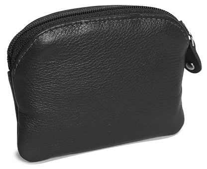 Compact Leather Zip-Top Coin Purse "Molly" – Handmade by Saddler | RFID Protected & Gift Boxed | With Front Pocket & Interior Key Ring