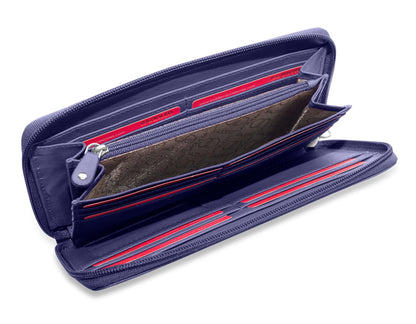 SADDLER SOPHIA Leather Zip Around Purse  - 15 Card slots, Mobile Phone Pocket,  Detachable Wrist Strap- RFID Protected
