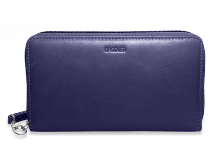SADDLER SOPHIA Leather Zip Around Purse  - 15 Card slots, Mobile Phone Pocket,  Detachable Wrist Strap- RFID Protected