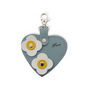 Love heart bag charm - with 'Mum' engraving and flower appliques - Sea Green