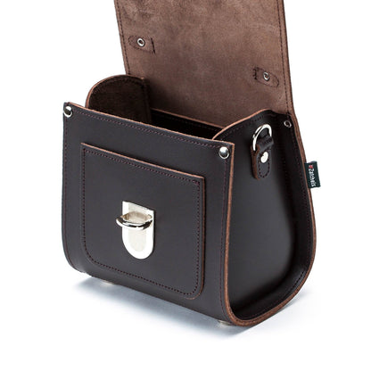 Handmade Leather Sugarcube Handbag - Dark Brown